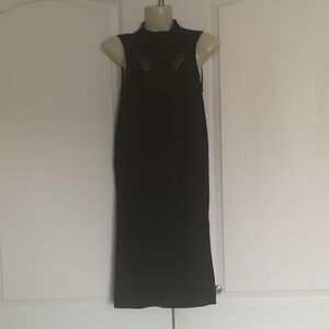 Bebe Ladies Black Mock Neck Bodycon Midi Dress Medium